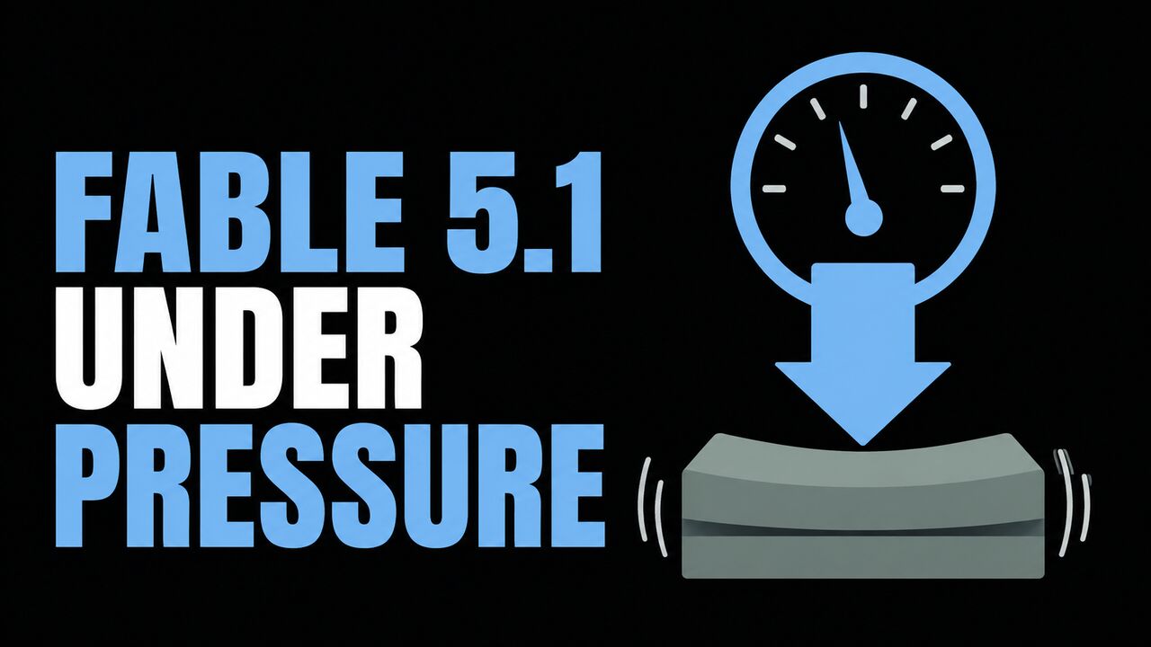 Headline Fable 5.1 Under Pressure beside a flat pressure-gauge illustration