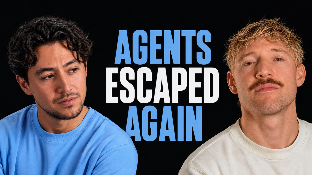 Nick Saraev and Jack Roberts beside the words Agents Escaped Again