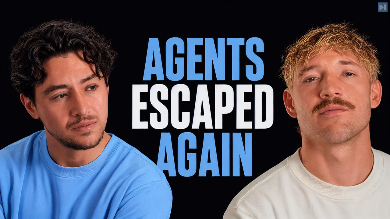 Nick Saraev and Jack Roberts beside the words Agents Escaped Again