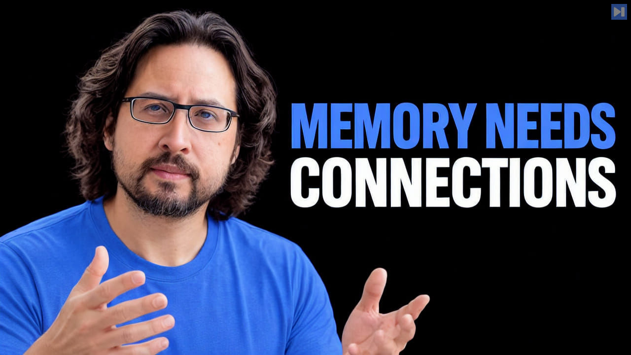 Stephen Chin beside the blue-and-white headline MEMORY NEEDS CONNECTIONS on a black background.