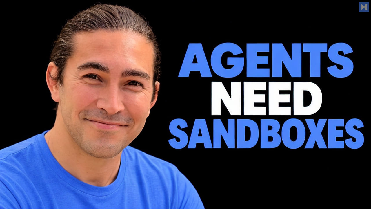 Mikyo King against black beside the blue and white headline AGENTS NEED SANDBOXES.
