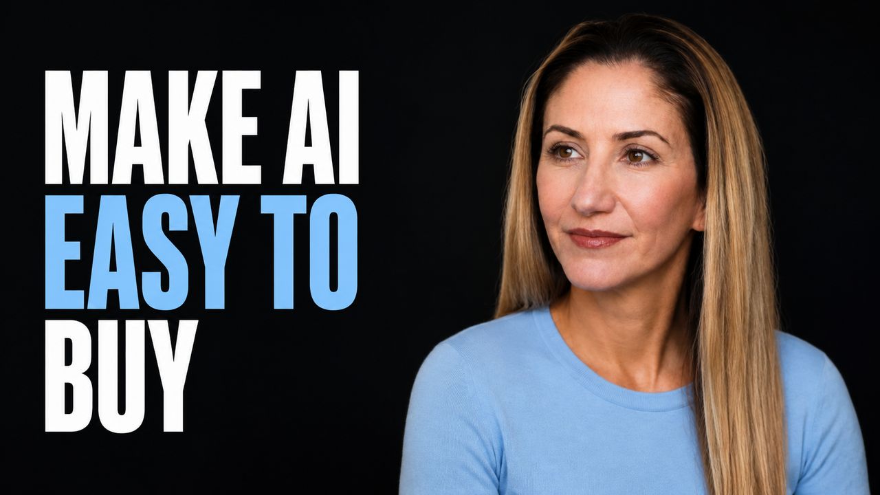 Aliisa Rosenthal beside the headline Make AI Easy to Buy