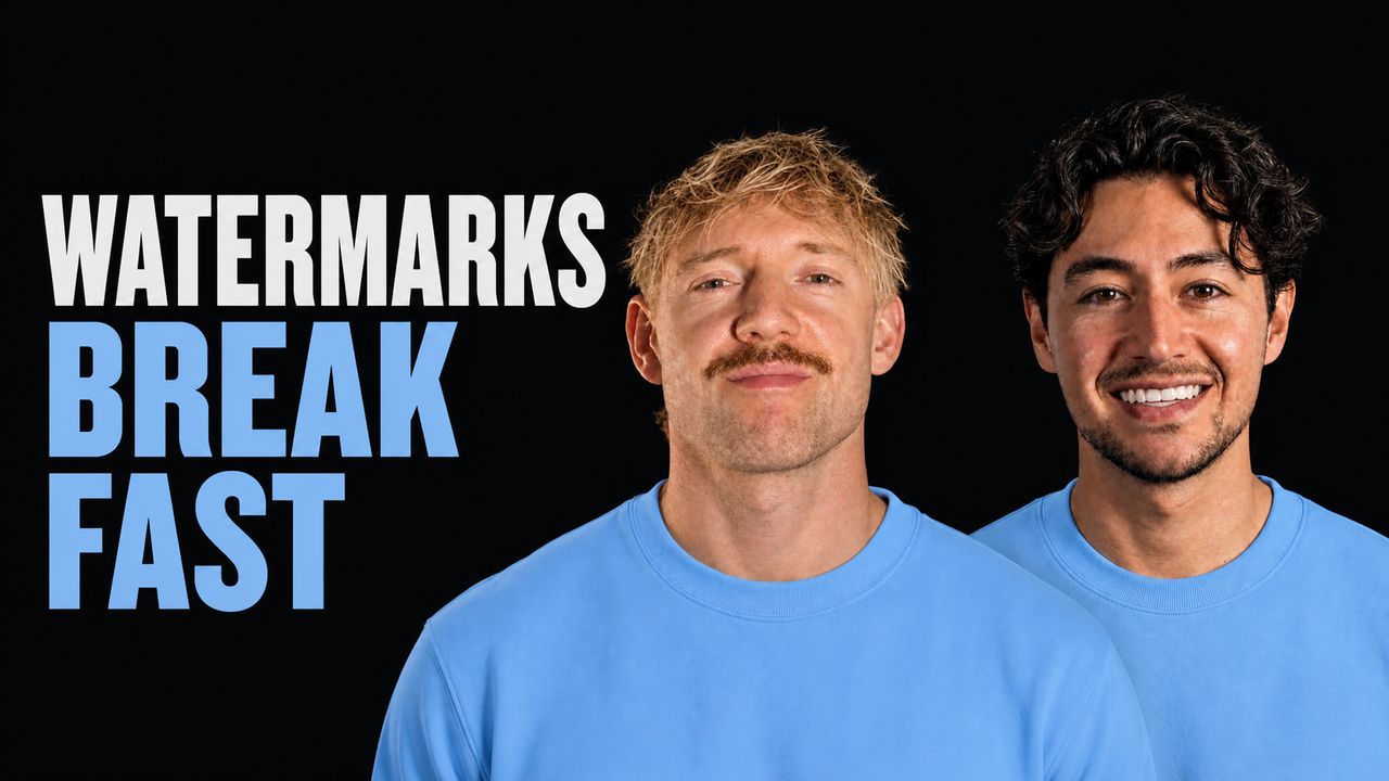 Jack Roberts and Nick Saraev beside the words Watermarks Break Fast