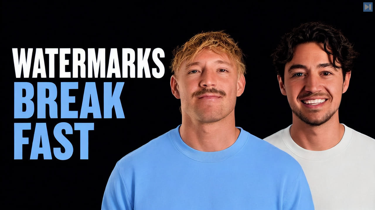 Jack Roberts and Nick Saraev beside the words Watermarks Break Fast