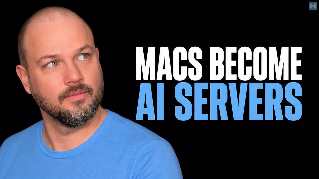 Wes Roth beside the words Macs Become AI Servers