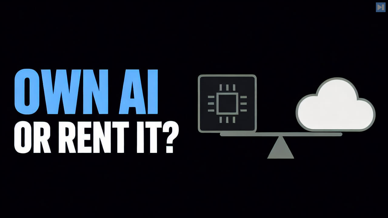 The words Own AI or Rent It beside a flat balance comparing local compute with a cloud