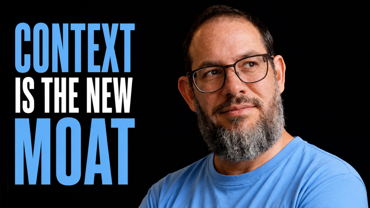 Nate B Jones beside the headline Context Is the New Moat