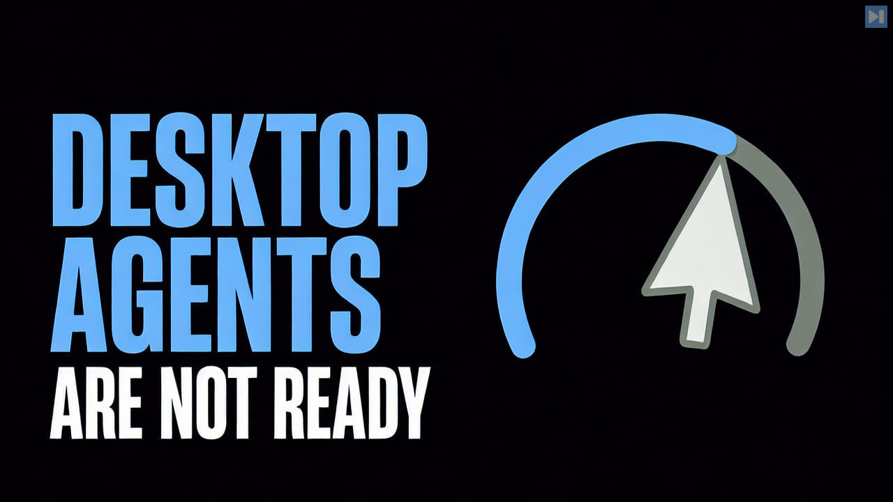 The words Desktop Agents Are Not Ready beside a flat cursor and progress illustration