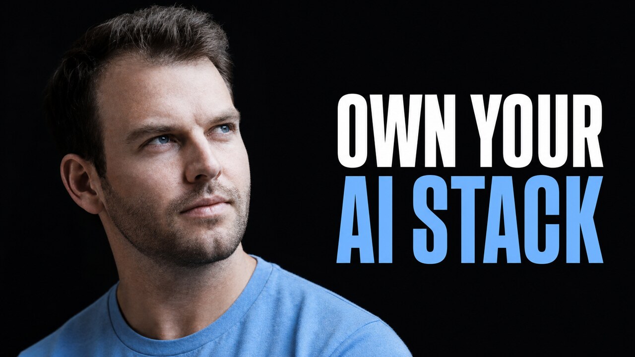 Nathaniel Whittemore beside the white and blue headline Own Your AI Stack