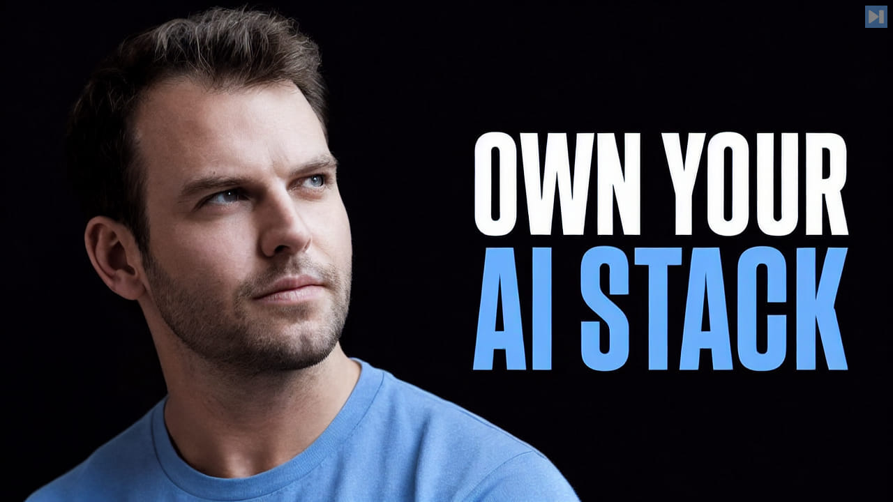 Nathaniel Whittemore beside the white and blue headline Own Your AI Stack