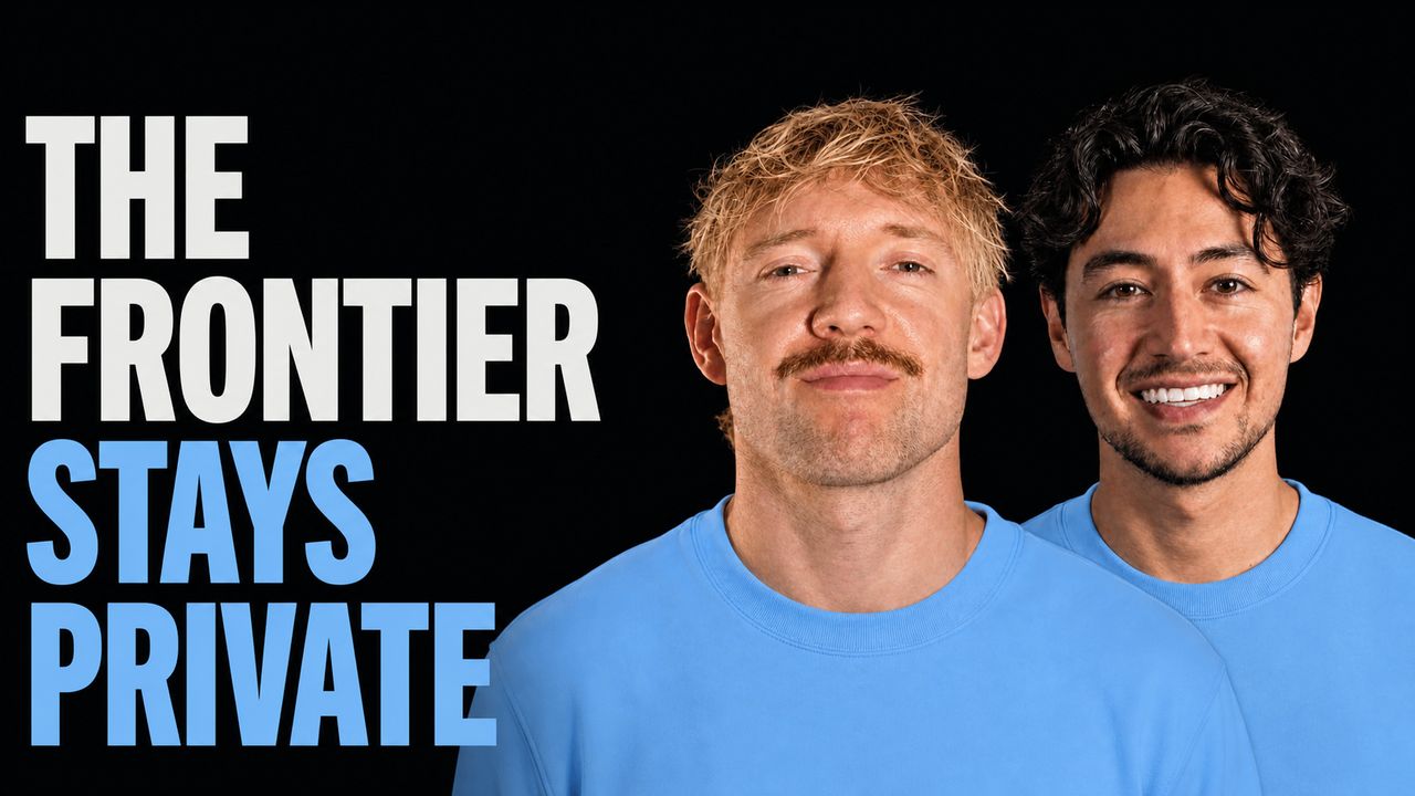 Jack Roberts and Nick Saraev beside the words The Frontier Stays Private