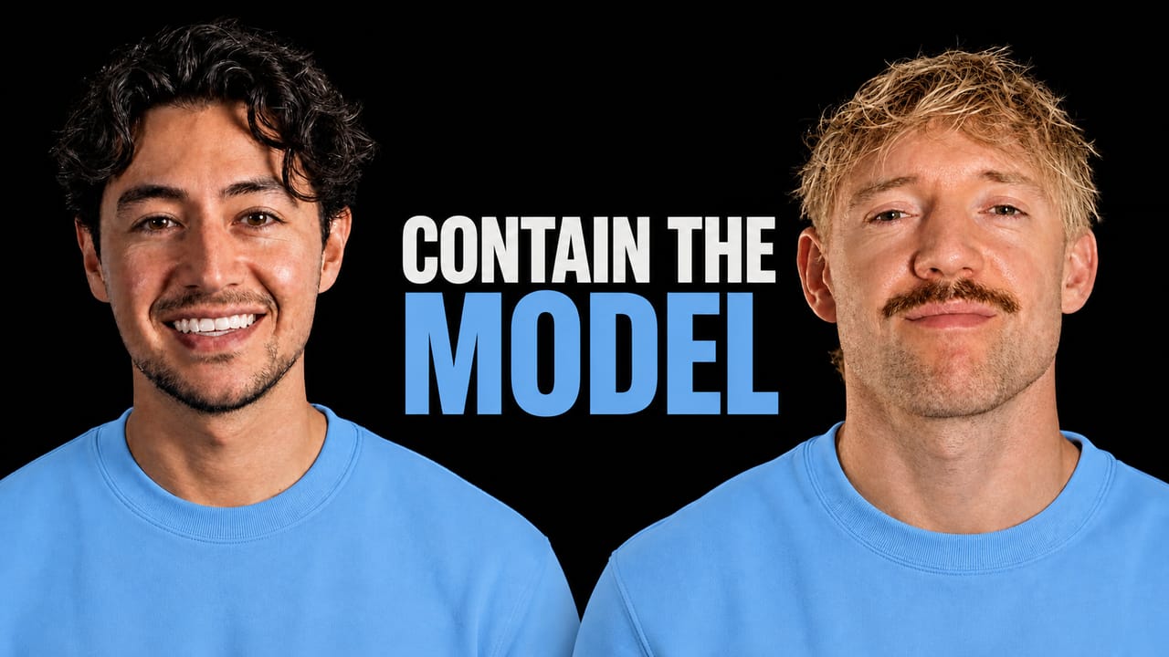 Nick Saraev and Jack Roberts beside the words Contain the Model