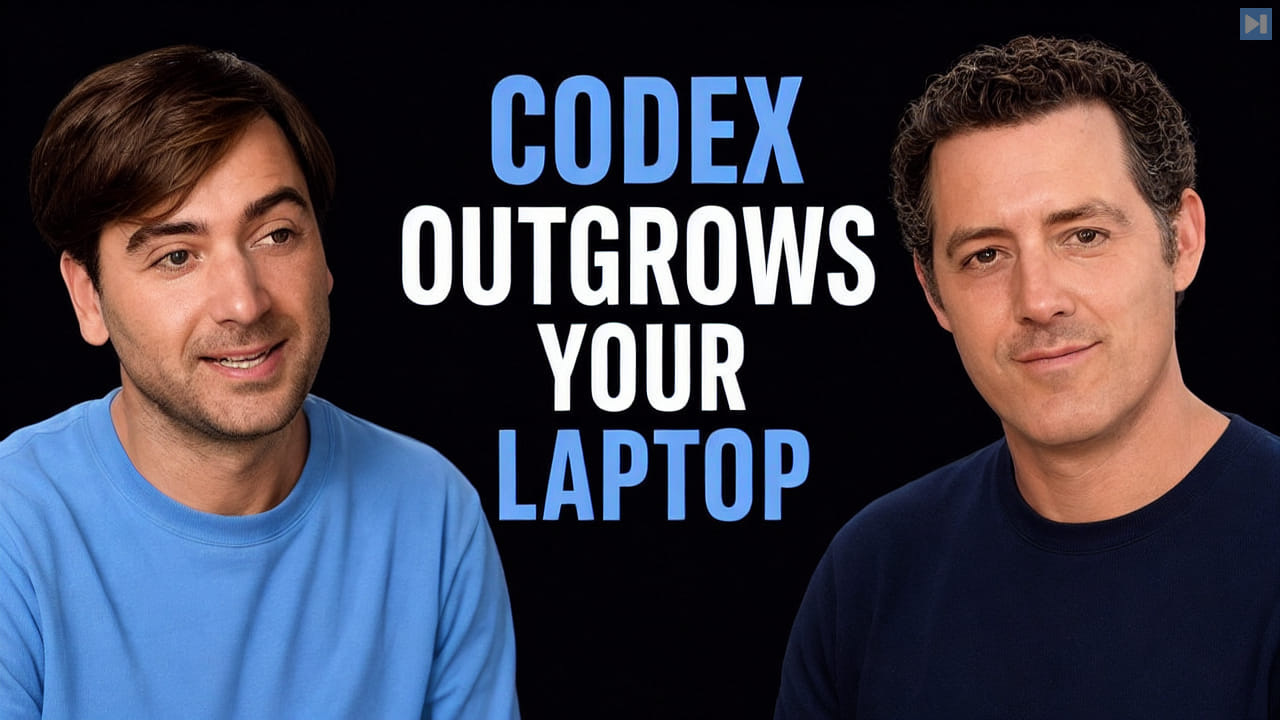 Thibault Sottiaux and Matthew Berman beside the words Codex Outgrows Your Laptop