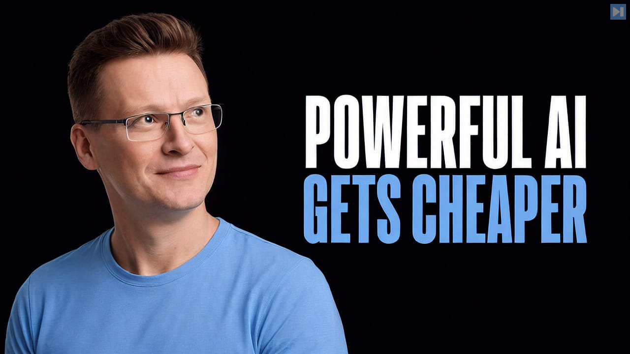 Károly Zsolnai-Fehér beside the words Powerful AI Gets Cheaper