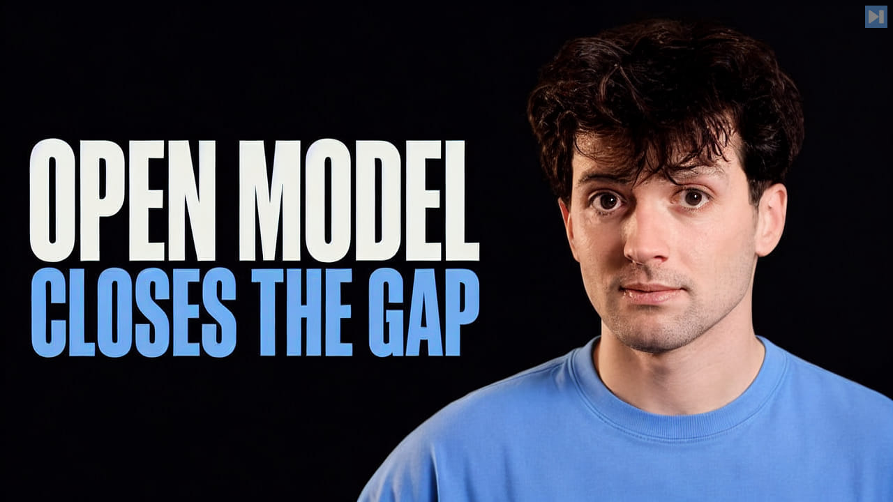 Theo Browne beside the words Open Model Closes the Gap