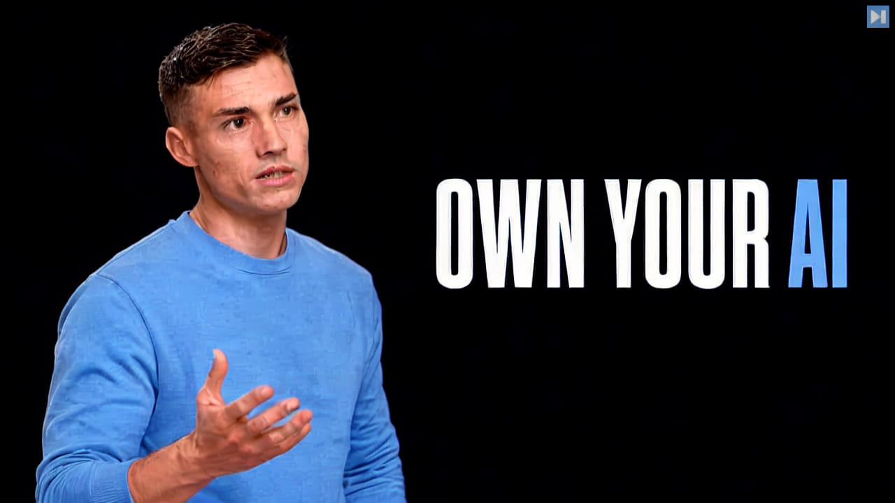 David Ondrej gesturing beside the words Own Your AI