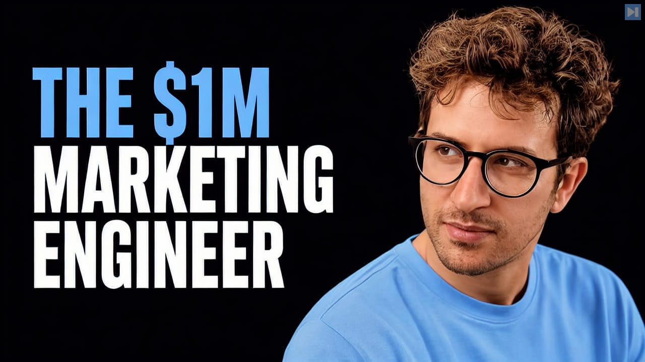 Greg Isenberg looking toward the words The $1M Marketing Engineer