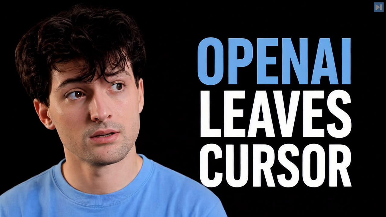 Theo Browne beside the words OpenAI Leaves Cursor