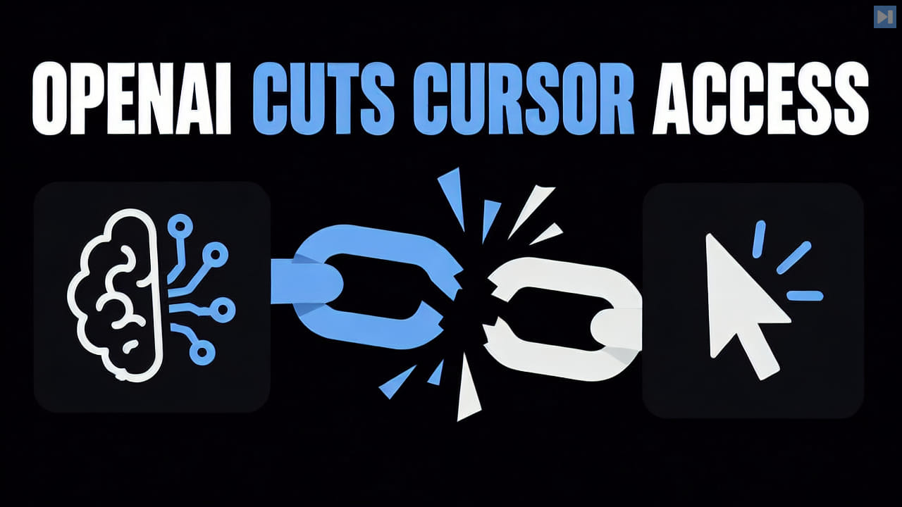 Broken software connection beside the words OpenAI Cuts Cursor Access
