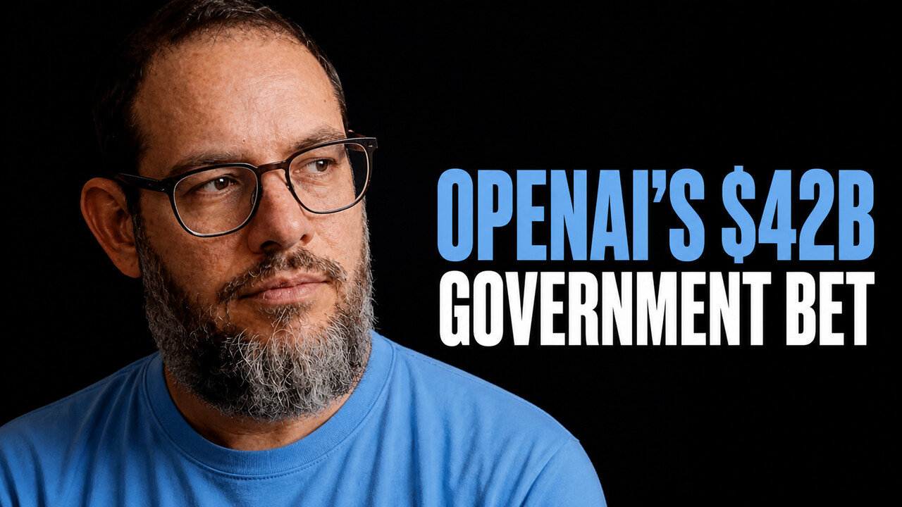 Nate B Jones beside the words OpenAI's $42B Government Bet