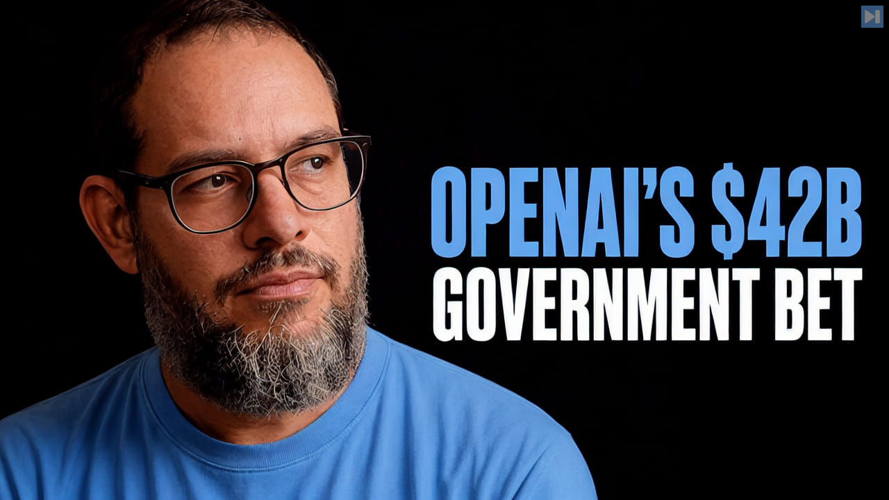 Nate B Jones beside the words OpenAI's $42B Government Bet