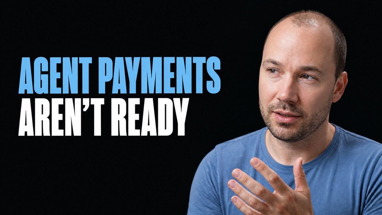 Jan Čurn beside the blue and white headline Agent Payments Aren't Ready