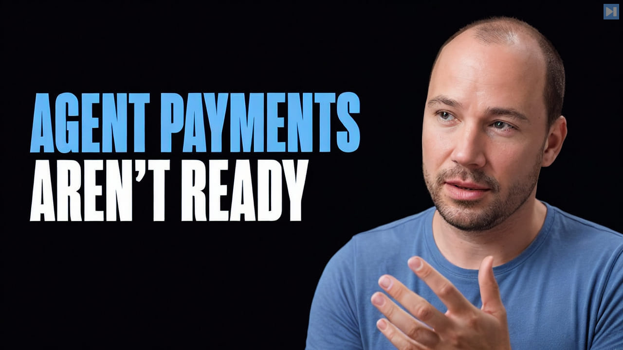 Jan Čurn beside the blue and white headline Agent Payments Aren't Ready