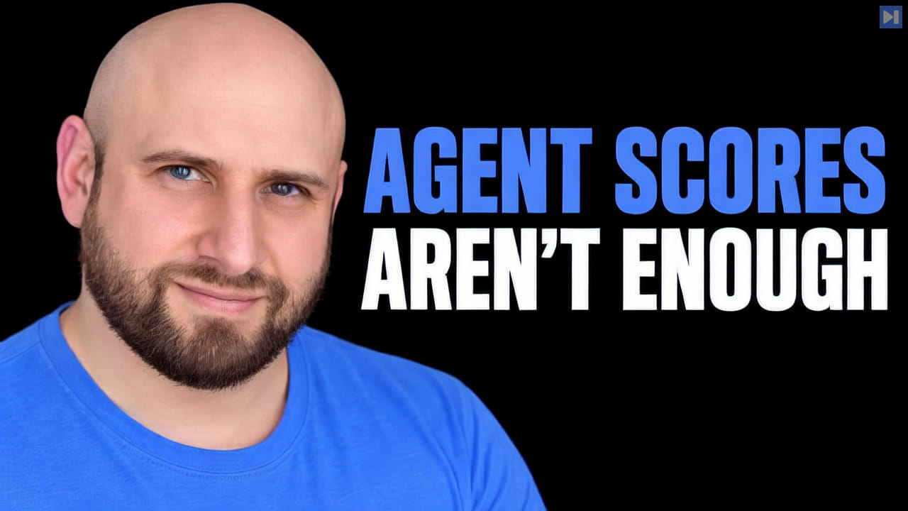 Portrait of Wolfram Ravenwolf on a black background with the blue and white headline "AGENT SCORES AREN'T ENOUGH".
