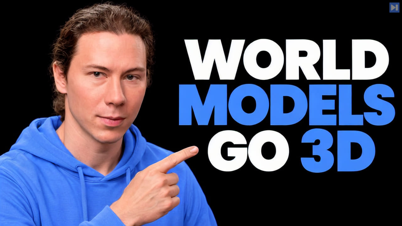 Justin Johnson beside the headline World Models Go 3D on a black background.