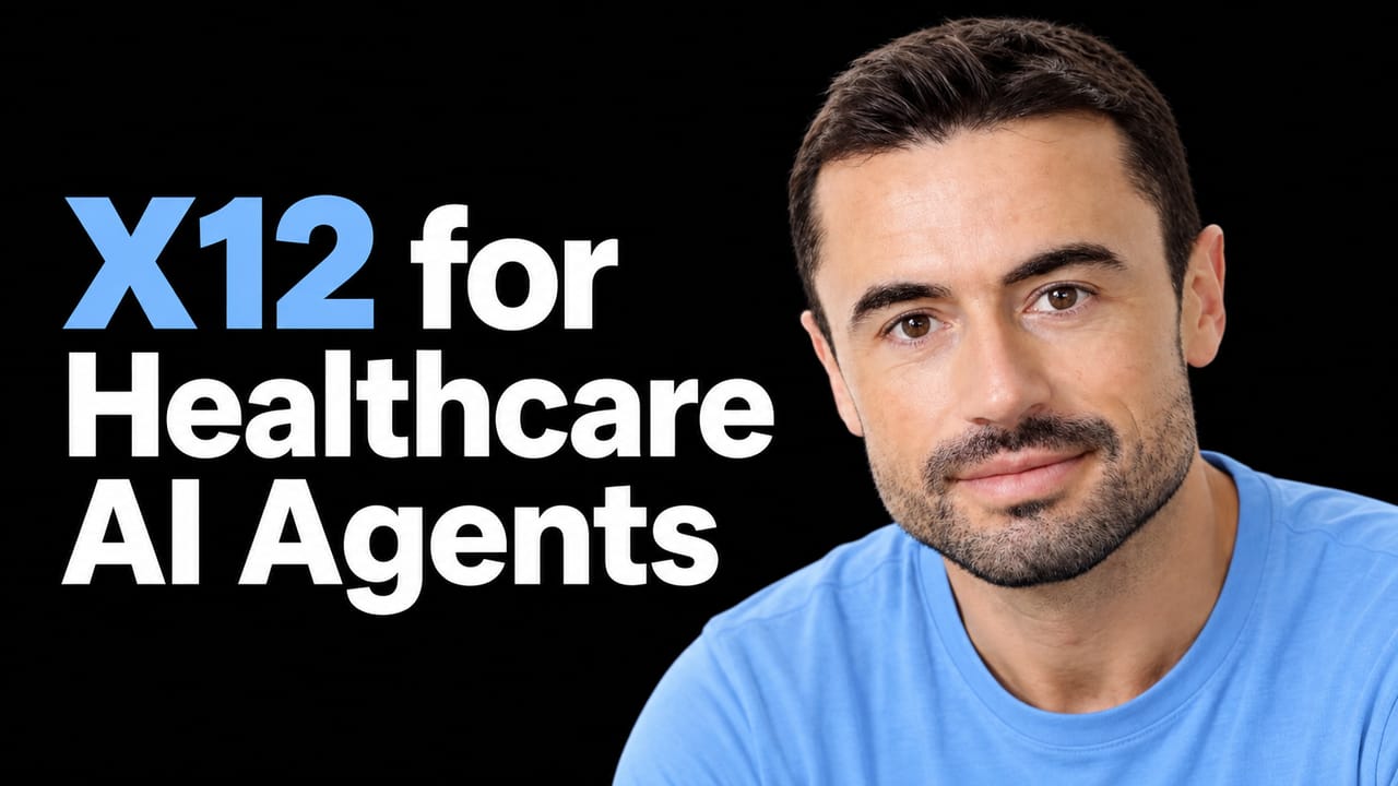 Vasant Kearney beside the headline X12 for Healthcare AI Agents.