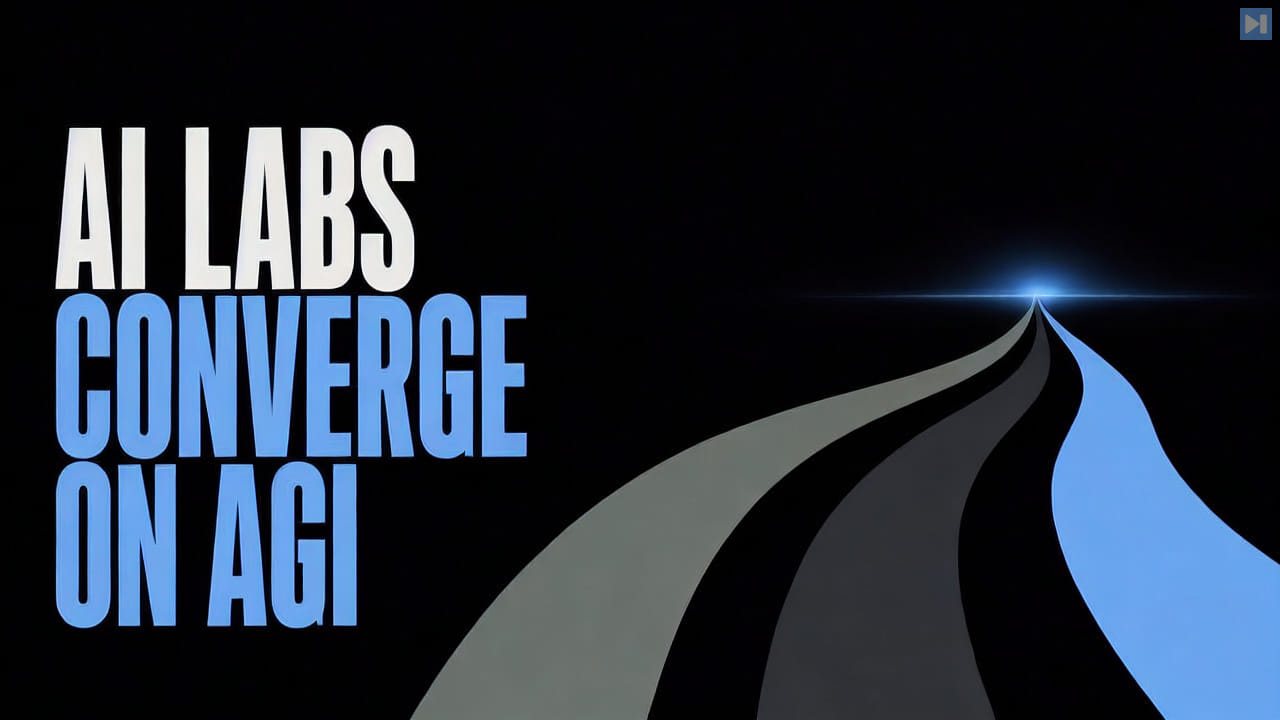 Three broad paths converge beside the words AI Labs Converge on AGI