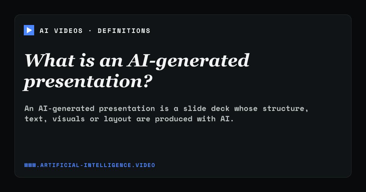 Definition card for AI-generated presentation: What is an AI-generated presentation?