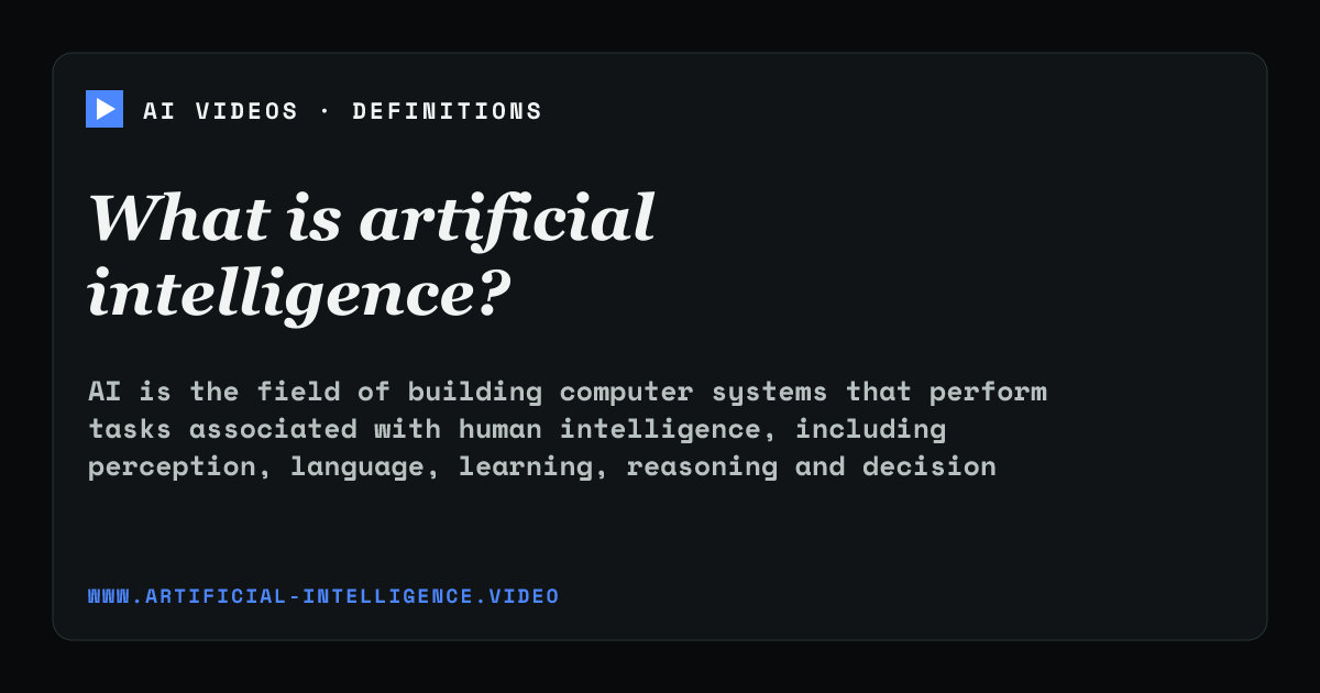 Definition card for artificial intelligence: What is artificial intelligence?
