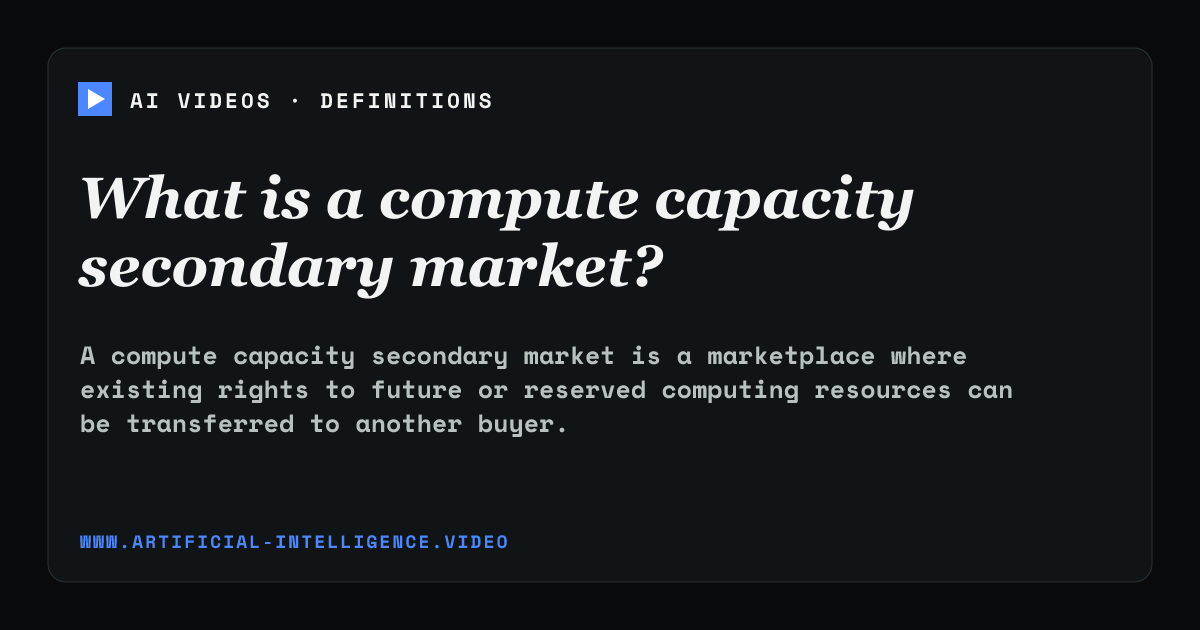 Definition card for compute capacity secondary market: What is a compute capacity secondary market?