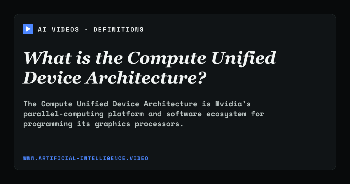 Definition card for Compute Unified Device Architecture: What is the Compute Unified Device Architecture?