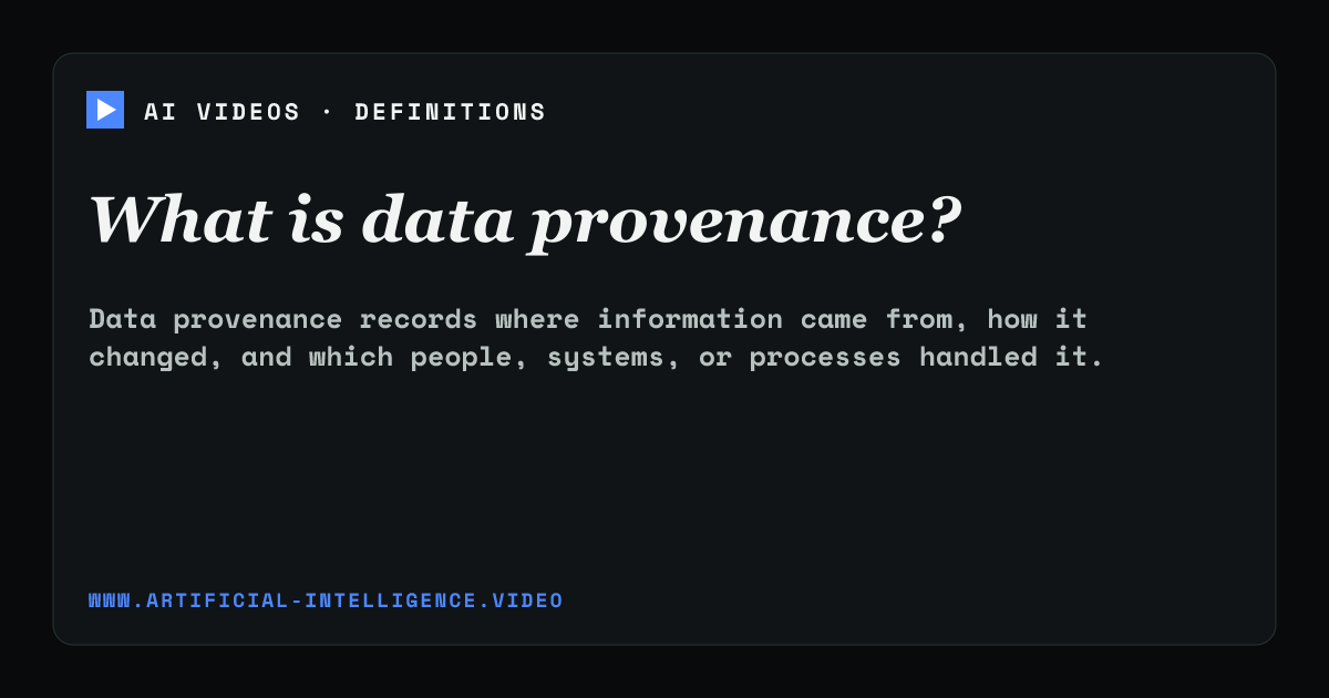 Definition card for data provenance: What is data provenance?