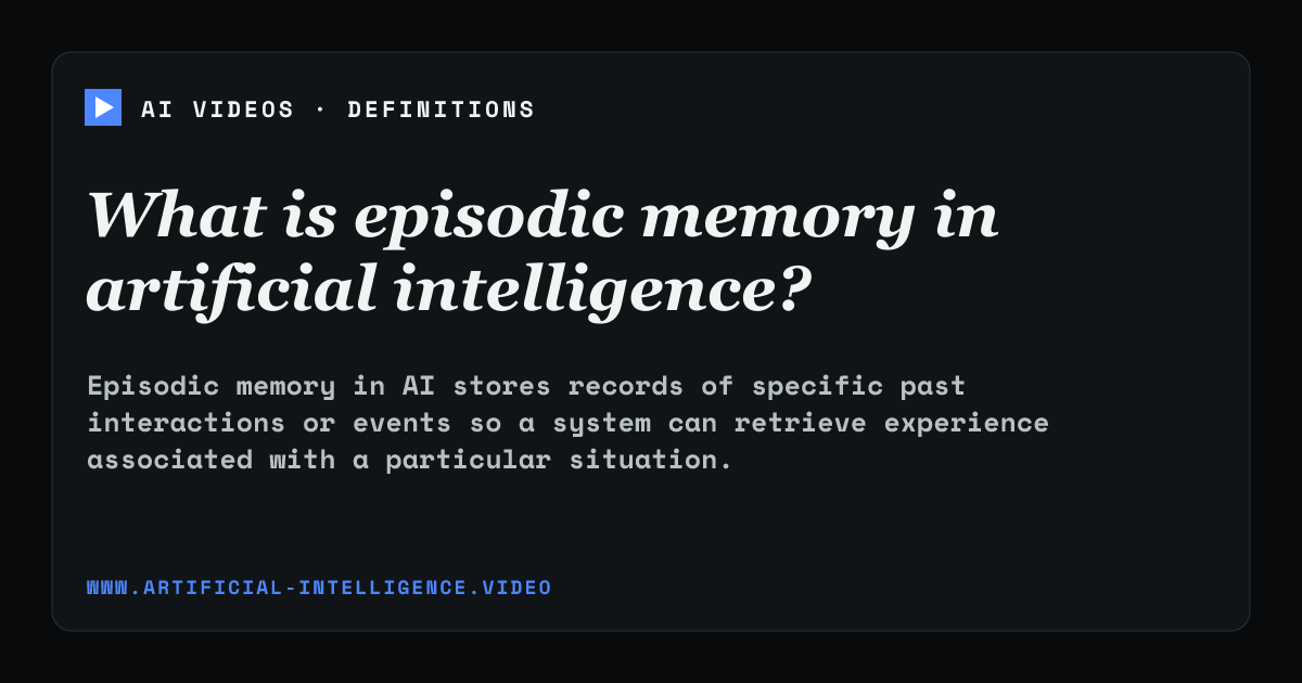 Definition card for episodic memory: What is episodic memory in AI?