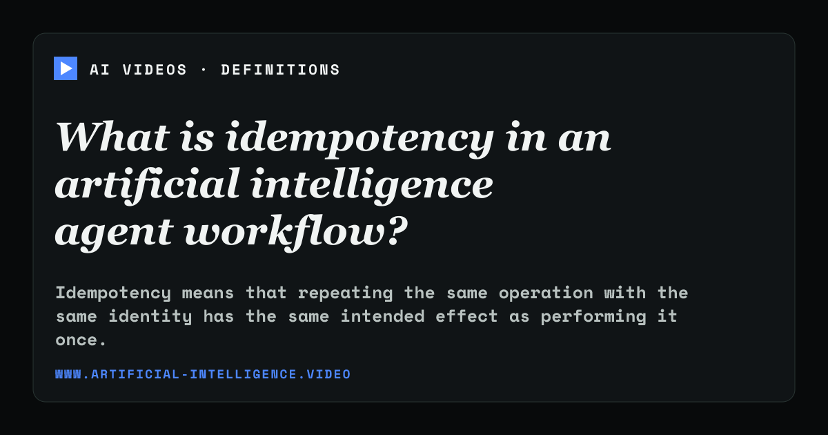 Definition card for idempotency: What is idempotency in an AI agent workflow?