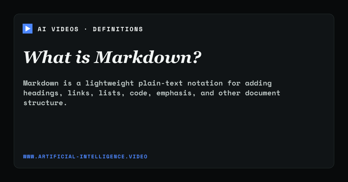 Definition card for Markdown: What is Markdown?