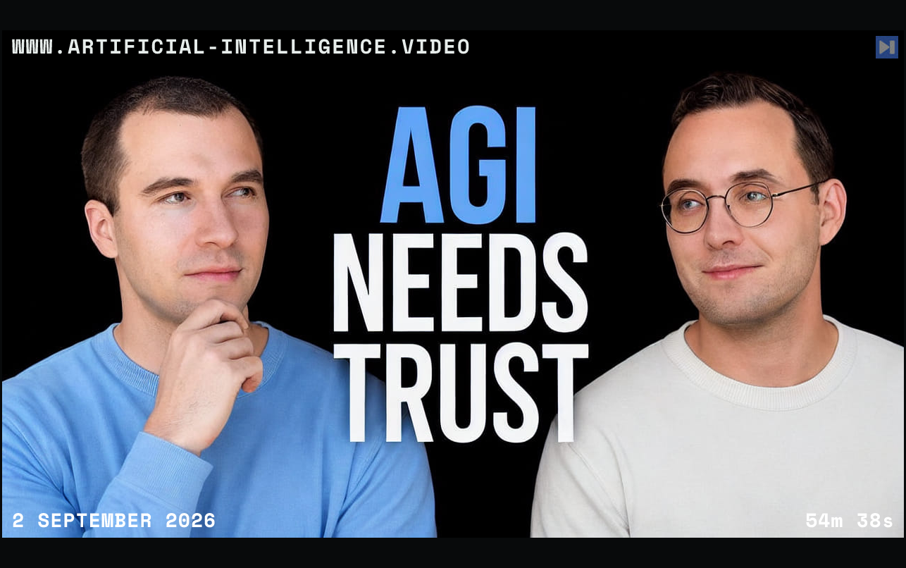 Greg Brockman and Alex Heath discussing AGI, cybersecurity and personal AI agents With WWW.ARTIFICIAL-INTELLIGENCE.VIDEO, 2 September 2026 and duration 54m 38s.