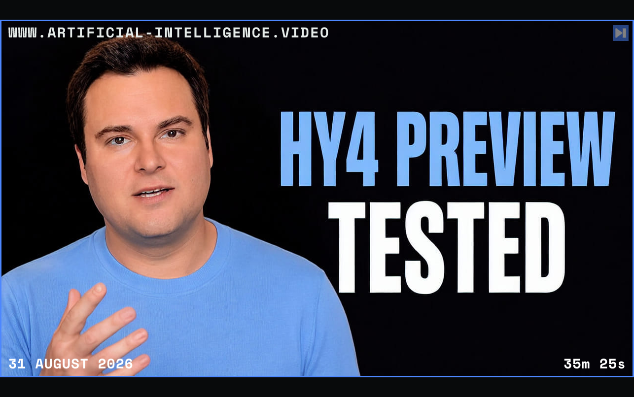 Bijan Bowen beside the words HY4 Preview Tested Framed in blue with WWW.ARTIFICIAL-INTELLIGENCE.VIDEO, 31 August 2026 and duration 35m 25s.